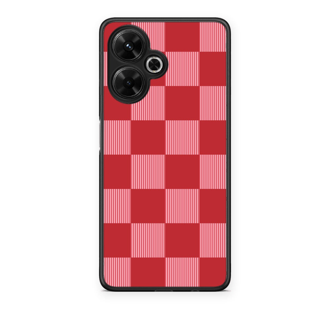 Θήκη Xiaomi Poco M6 4G Red and Pink Striped Checks από τη Smartfits με σχέδιο στο πίσω μέρος και μαύρο περίβλημα | Xiaomi Poco M6 4G Red and Pink Striped Checks case with colorful back and black bezels