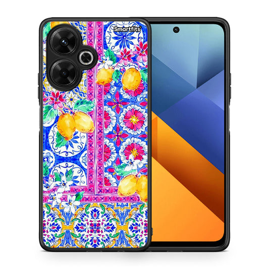 Θήκη Xiaomi Poco M6 4G Retro Spring από τη Smartfits με σχέδιο στο πίσω μέρος και μαύρο περίβλημα | Xiaomi Poco M6 4G Retro Spring case with colorful back and black bezels