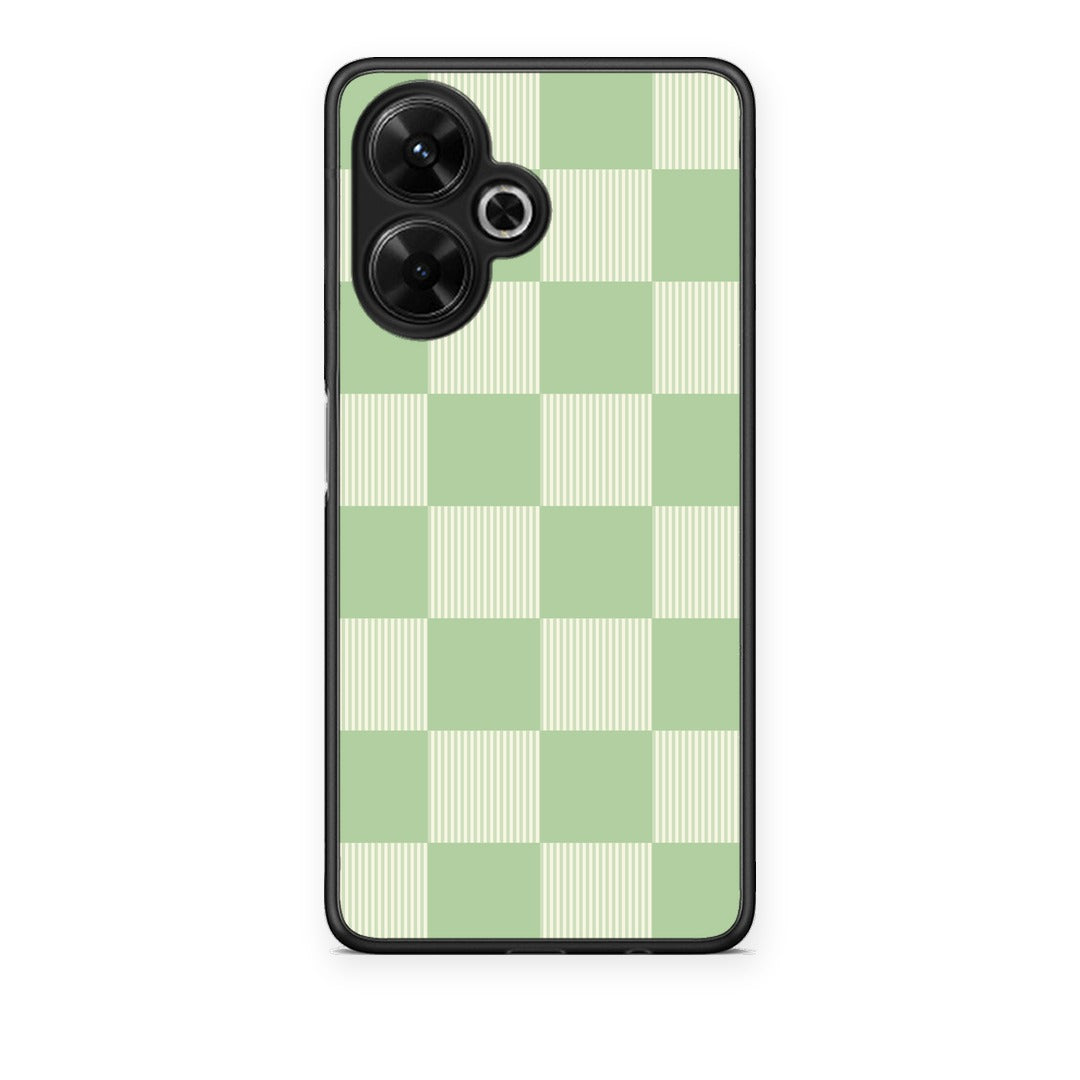 Θήκη Xiaomi Poco M6 4G Sage and Cream Striped Checks από τη Smartfits με σχέδιο στο πίσω μέρος και μαύρο περίβλημα | Xiaomi Poco M6 4G Sage and Cream Striped Checks case with colorful back and black bezels
