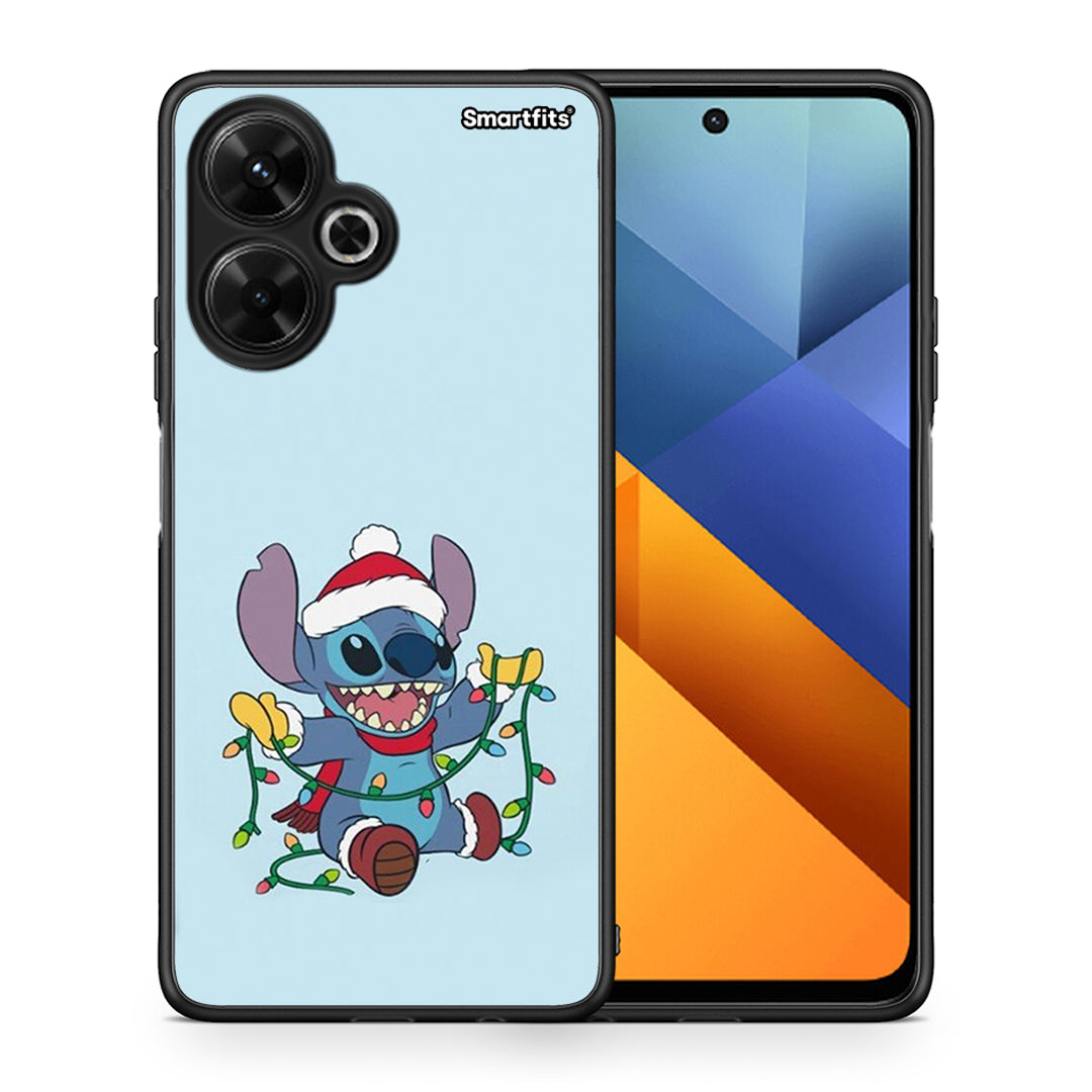 Θήκη Xiaomi Poco M6 4G Santa Stich από τη Smartfits με σχέδιο στο πίσω μέρος και μαύρο περίβλημα | Xiaomi Poco M6 4G Santa Stich case with colorful back and black bezels