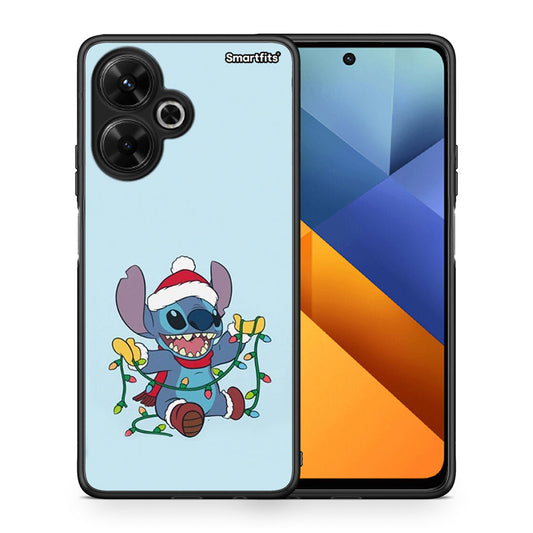 Θήκη Xiaomi Poco M6 4G Santa Stich από τη Smartfits με σχέδιο στο πίσω μέρος και μαύρο περίβλημα | Xiaomi Poco M6 4G Santa Stich case with colorful back and black bezels