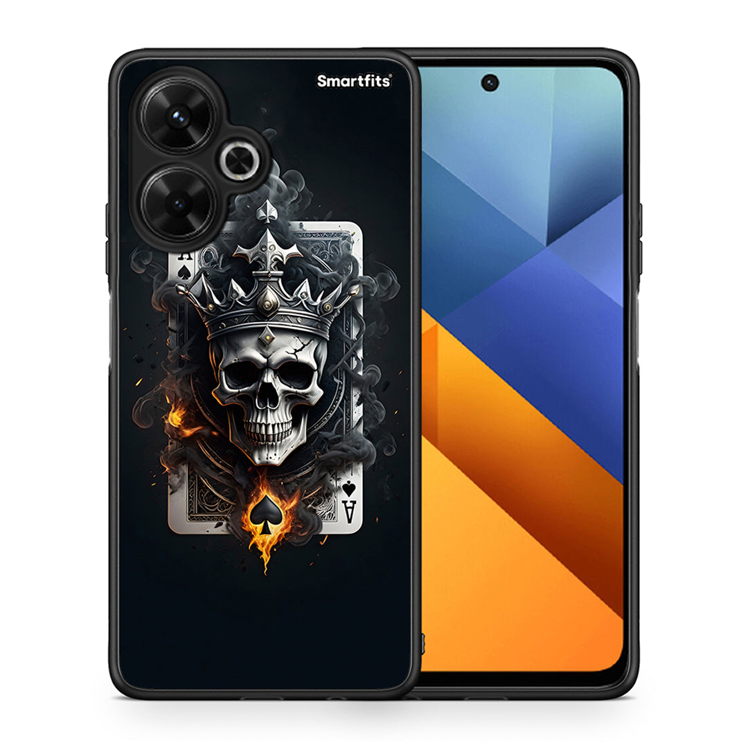 Θήκη Xiaomi Poco M6 4G Skull King Ace από τη Smartfits με σχέδιο στο πίσω μέρος και μαύρο περίβλημα | Xiaomi Poco M6 4G Skull King Ace case with colorful back and black bezels