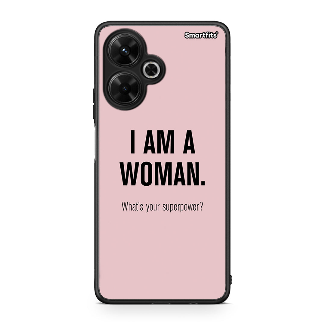 Xiaomi Poco M6 4G Superpower Woman θήκη από τη Smartfits με σχέδιο στο πίσω μέρος και μαύρο περίβλημα | Smartphone case with colorful back and black bezels by Smartfits