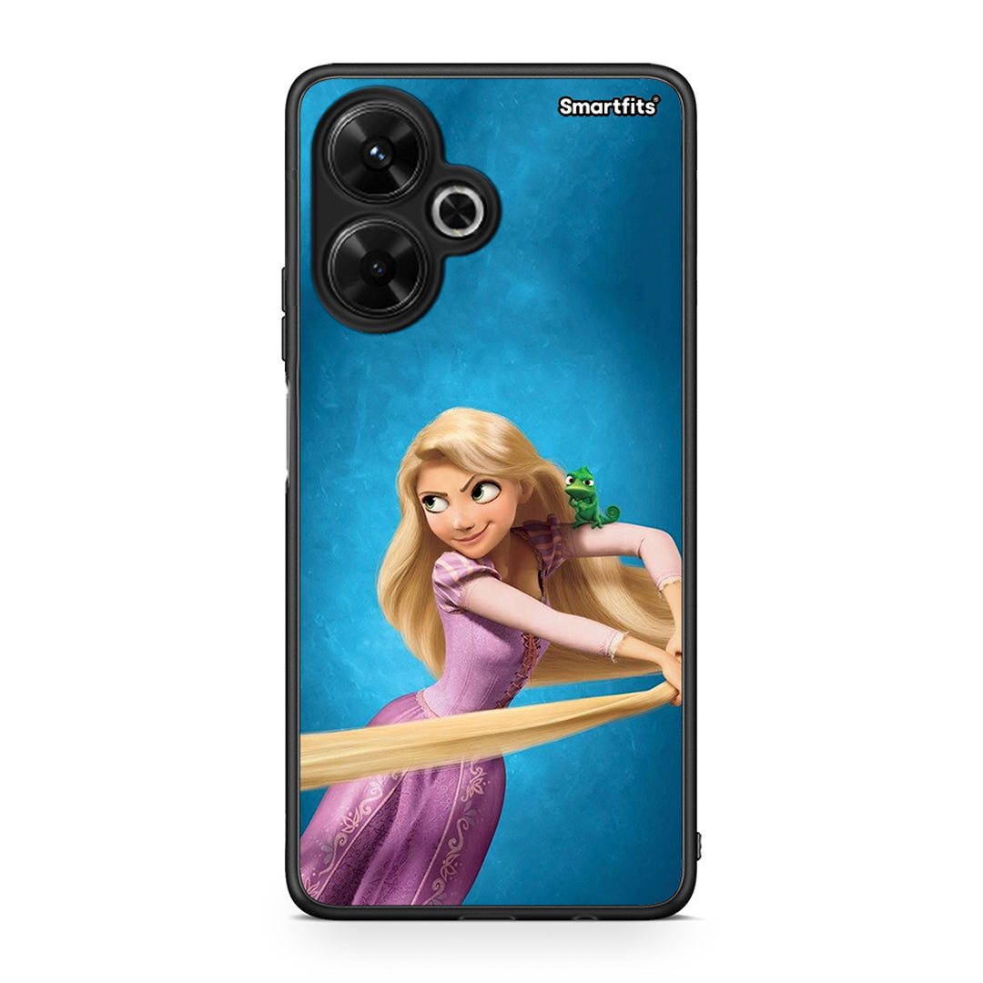 Xiaomi Poco M6 4G Tangled 2 Θήκη Αγίου Βαλεντίνου από τη Smartfits με σχέδιο στο πίσω μέρος και μαύρο περίβλημα | Smartphone case with colorful back and black bezels by Smartfits