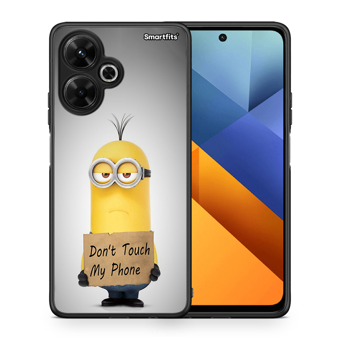 Θήκη Xiaomi Poco M6 4G Minion Text από τη Smartfits με σχέδιο στο πίσω μέρος και μαύρο περίβλημα | Xiaomi Poco M6 4G Minion Text case with colorful back and black bezels