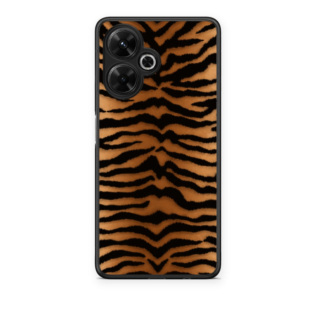 Θήκη Xiaomi Poco M6 4G Tiger Print Orange and Black από τη Smartfits με σχέδιο στο πίσω μέρος και μαύρο περίβλημα | Xiaomi Poco M6 4G Tiger Print Orange and Black case with colorful back and black bezels