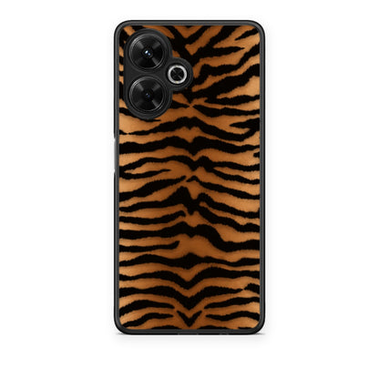 Θήκη Xiaomi Poco M6 4G Tiger Print Orange and Black από τη Smartfits με σχέδιο στο πίσω μέρος και μαύρο περίβλημα | Xiaomi Poco M6 4G Tiger Print Orange and Black case with colorful back and black bezels