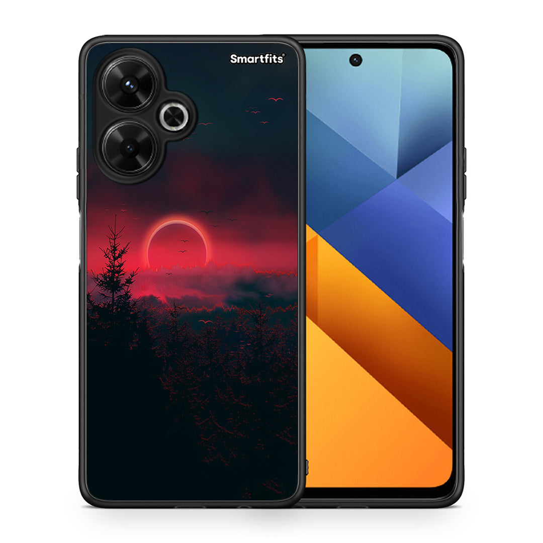 Θήκη Xiaomi Poco M6 4G Sunset Tropic από τη Smartfits με σχέδιο στο πίσω μέρος και μαύρο περίβλημα | Xiaomi Poco M6 4G Sunset Tropic case with colorful back and black bezels