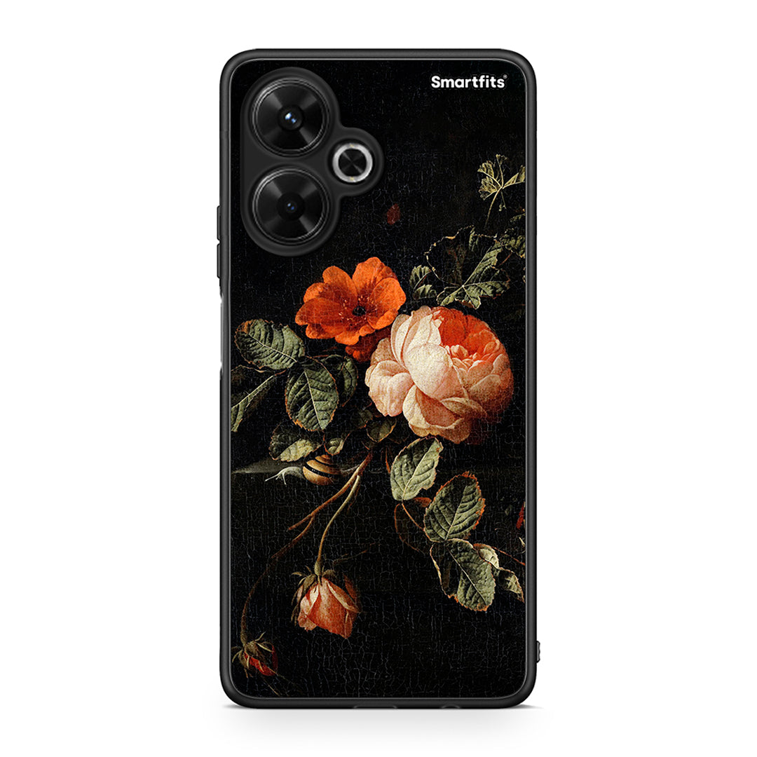 Xiaomi Poco M6 4G Vintage Roses θήκη από τη Smartfits με σχέδιο στο πίσω μέρος και μαύρο περίβλημα | Smartphone case with colorful back and black bezels by Smartfits