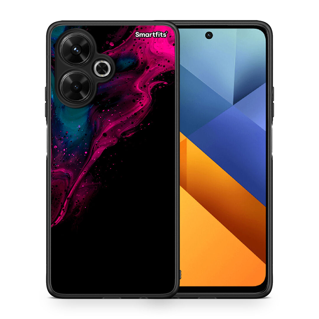 Θήκη Xiaomi Poco M6 4G Pink Black Watercolor από τη Smartfits με σχέδιο στο πίσω μέρος και μαύρο περίβλημα | Xiaomi Poco M6 4G Pink Black Watercolor case with colorful back and black bezels