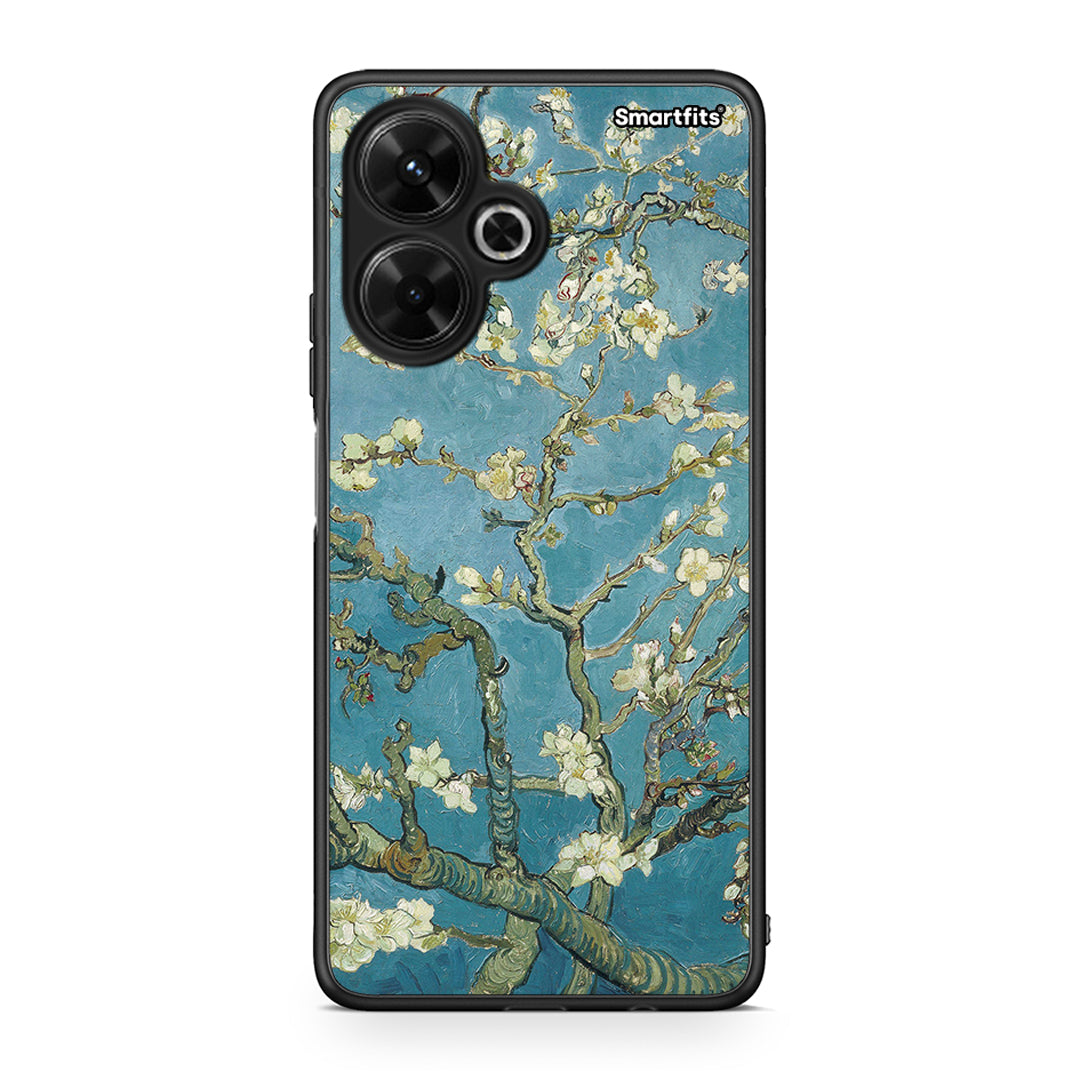 Xiaomi Poco M6 4G White Blossoms θήκη από τη Smartfits με σχέδιο στο πίσω μέρος και μαύρο περίβλημα | Smartphone case with colorful back and black bezels by Smartfits