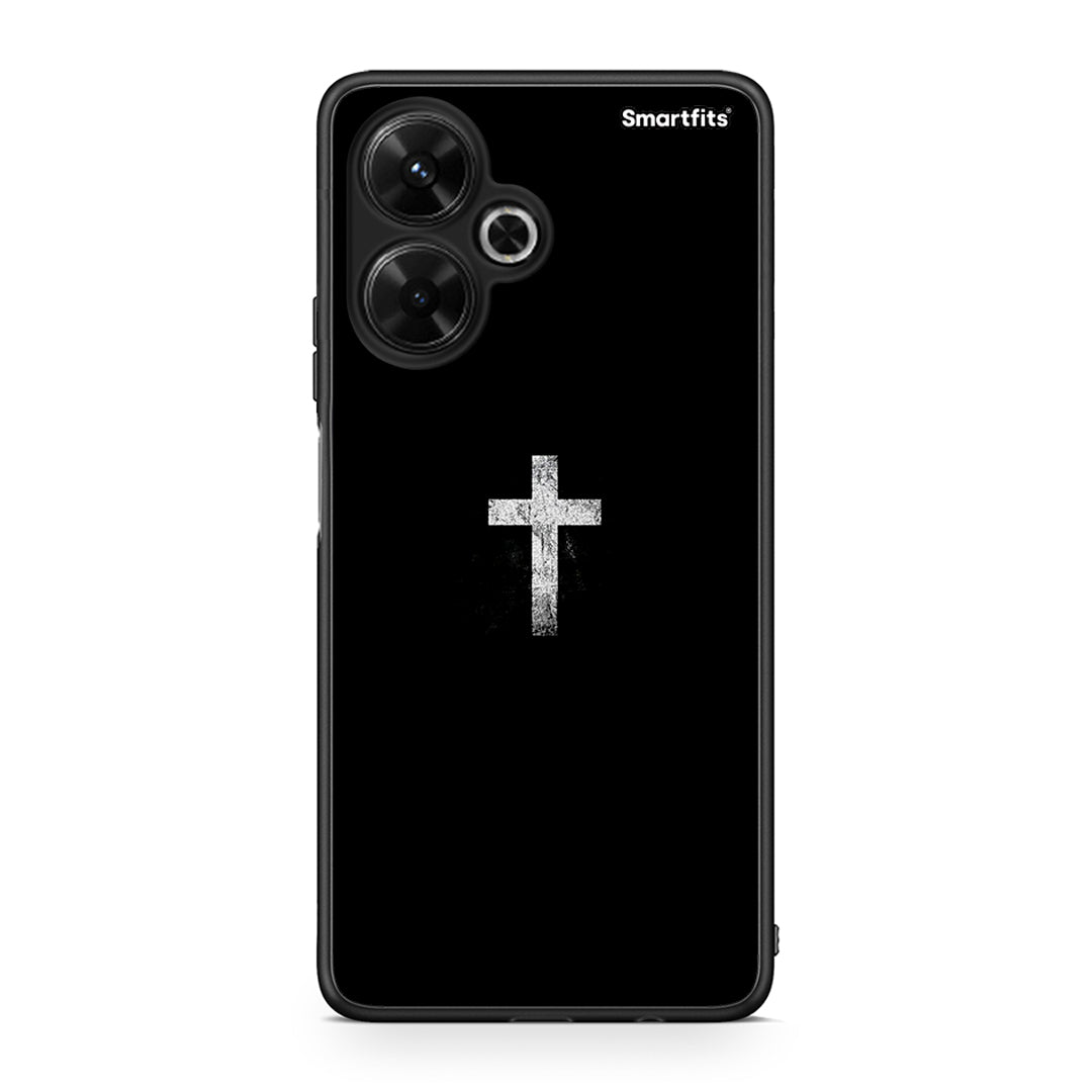 Xiaomi Poco M6 4G White Cross θήκη από τη Smartfits με σχέδιο στο πίσω μέρος και μαύρο περίβλημα | Smartphone case with colorful back and black bezels by Smartfits