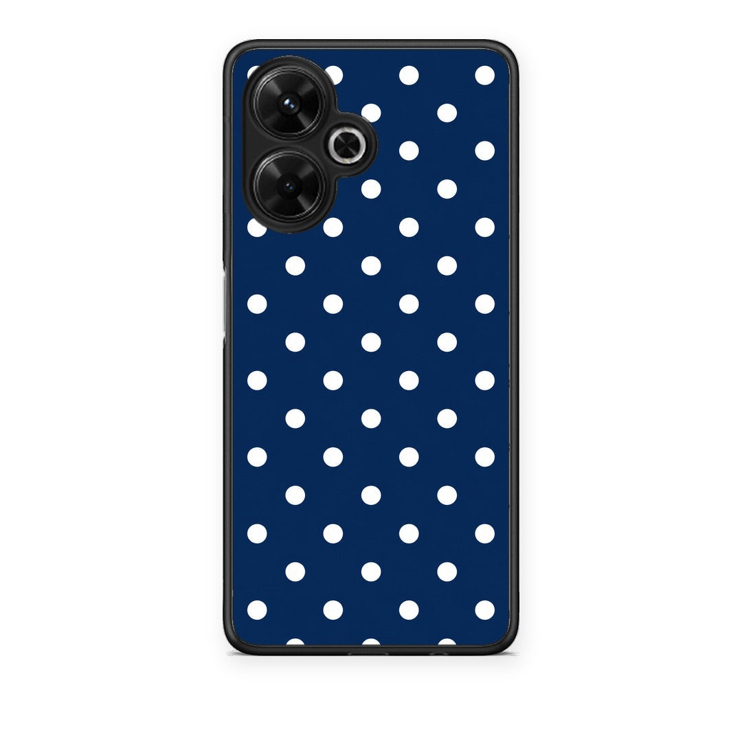Θήκη Xiaomi Poco M6 4G White Small Polka Dots on Navy από τη Smartfits με σχέδιο στο πίσω μέρος και μαύρο περίβλημα | Xiaomi Poco M6 4G White Small Polka Dots on Navy case with colorful back and black bezels