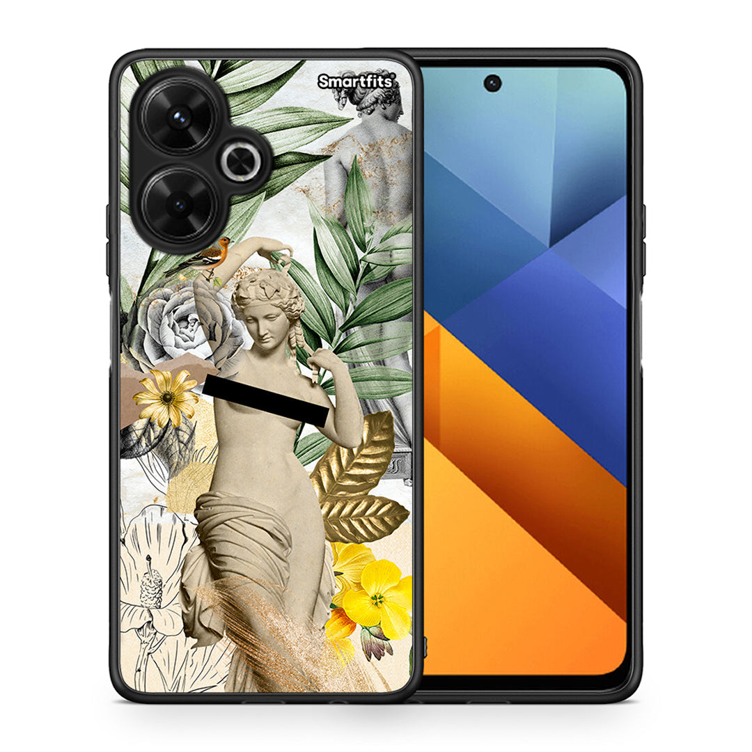 Θήκη Xiaomi Poco M6 4G Woman Statue από τη Smartfits με σχέδιο στο πίσω μέρος και μαύρο περίβλημα | Xiaomi Poco M6 4G Woman Statue case with colorful back and black bezels