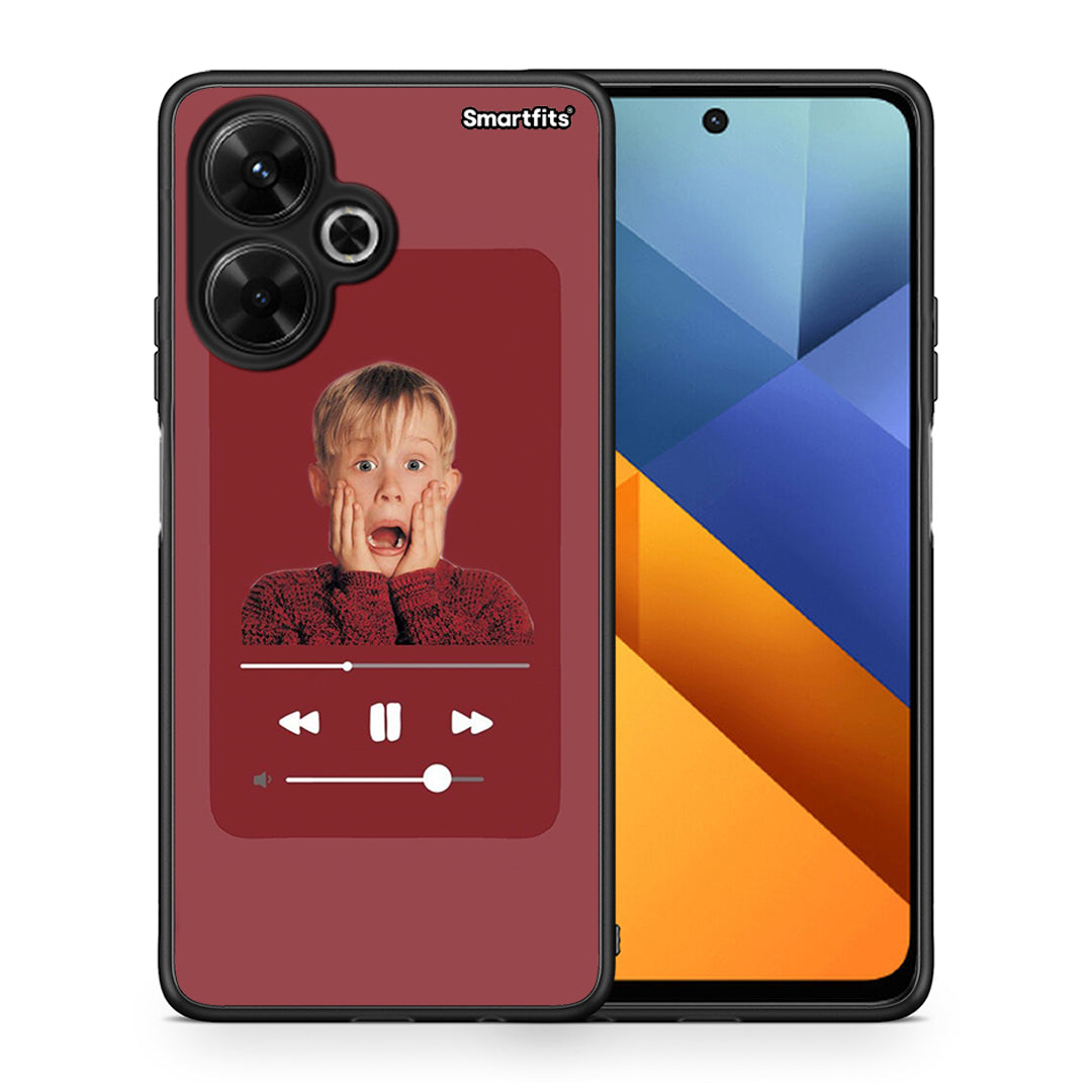 Θήκη Xiaomi Poco M6 4G Xmas Alone Music από τη Smartfits με σχέδιο στο πίσω μέρος και μαύρο περίβλημα | Xiaomi Poco M6 4G Xmas Alone Music case with colorful back and black bezels