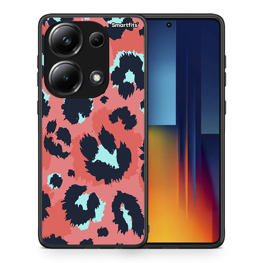 Θήκη Xiaomi Redmi Note 13 Pro 4G Pink Leopard Animal από τη Smartfits με σχέδιο στο πίσω μέρος και μαύρο περίβλημα | Xiaomi Redmi Note 13 Pro 4G Pink Leopard Animal case with colorful back and black bezels