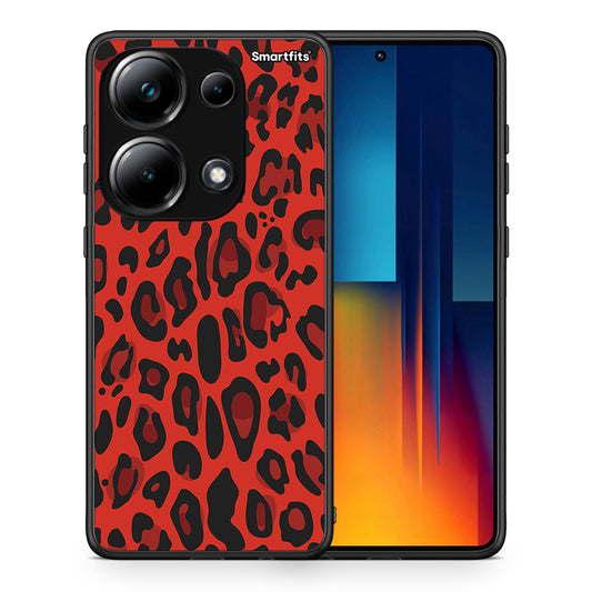 Θήκη Xiaomi Poco M6 Pro Red Leopard Animal από τη Smartfits με σχέδιο στο πίσω μέρος και μαύρο περίβλημα | Xiaomi Poco M6 Pro Red Leopard Animal case with colorful back and black bezels