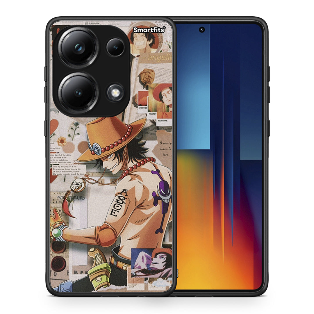 Θήκη Xiaomi Redmi Note 13 Pro 4G Anime Collage από τη Smartfits με σχέδιο στο πίσω μέρος και μαύρο περίβλημα | Xiaomi Redmi Note 13 Pro 4G Anime Collage case with colorful back and black bezels