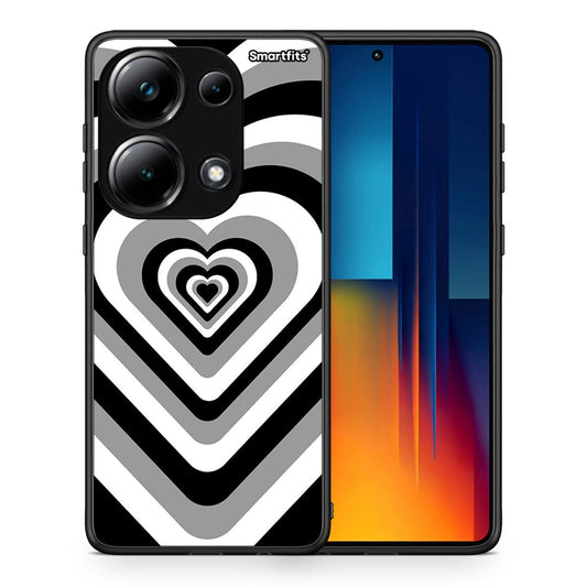 Θήκη Xiaomi Redmi Note 13 Pro 4G Black Hearts από τη Smartfits με σχέδιο στο πίσω μέρος και μαύρο περίβλημα | Xiaomi Redmi Note 13 Pro 4G Black Hearts case with colorful back and black bezels