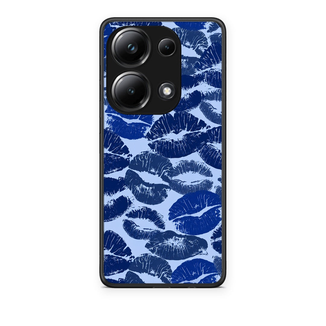 Θήκη Xiaomi Poco M6 Pro Blue Lipstick Kisses από τη Smartfits με σχέδιο στο πίσω μέρος και μαύρο περίβλημα | Xiaomi Poco M6 Pro Blue Lipstick Kisses case with colorful back and black bezels