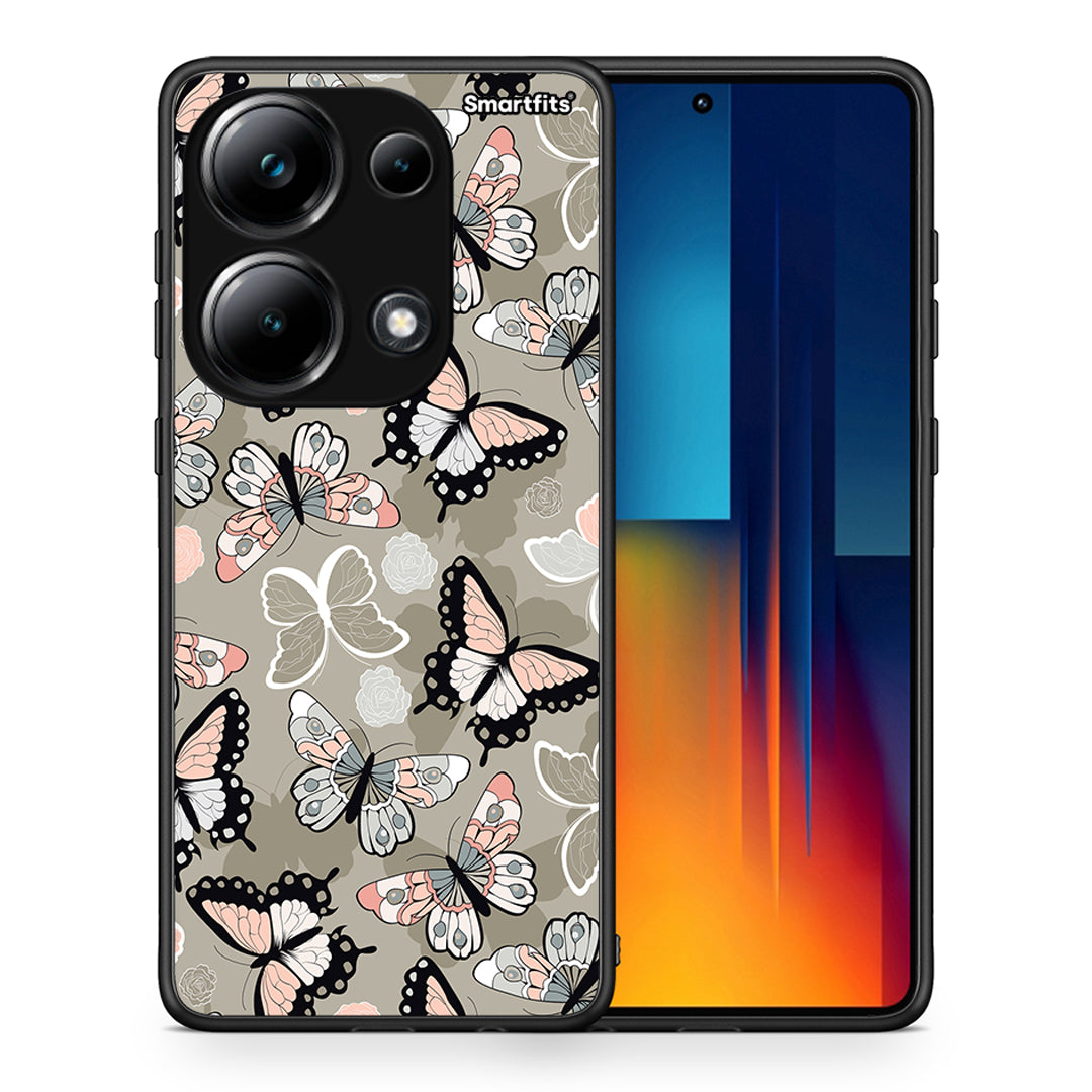 Θήκη Xiaomi Redmi Note 13 Pro 4G Butterflies Boho από τη Smartfits με σχέδιο στο πίσω μέρος και μαύρο περίβλημα | Xiaomi Redmi Note 13 Pro 4G Butterflies Boho case with colorful back and black bezels
