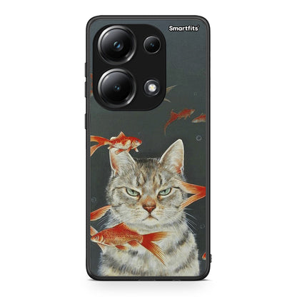 Xiaomi Redmi Note 13 Pro 4G Cat Goldfish θήκη από τη Smartfits με σχέδιο στο πίσω μέρος και μαύρο περίβλημα | Smartphone case with colorful back and black bezels by Smartfits