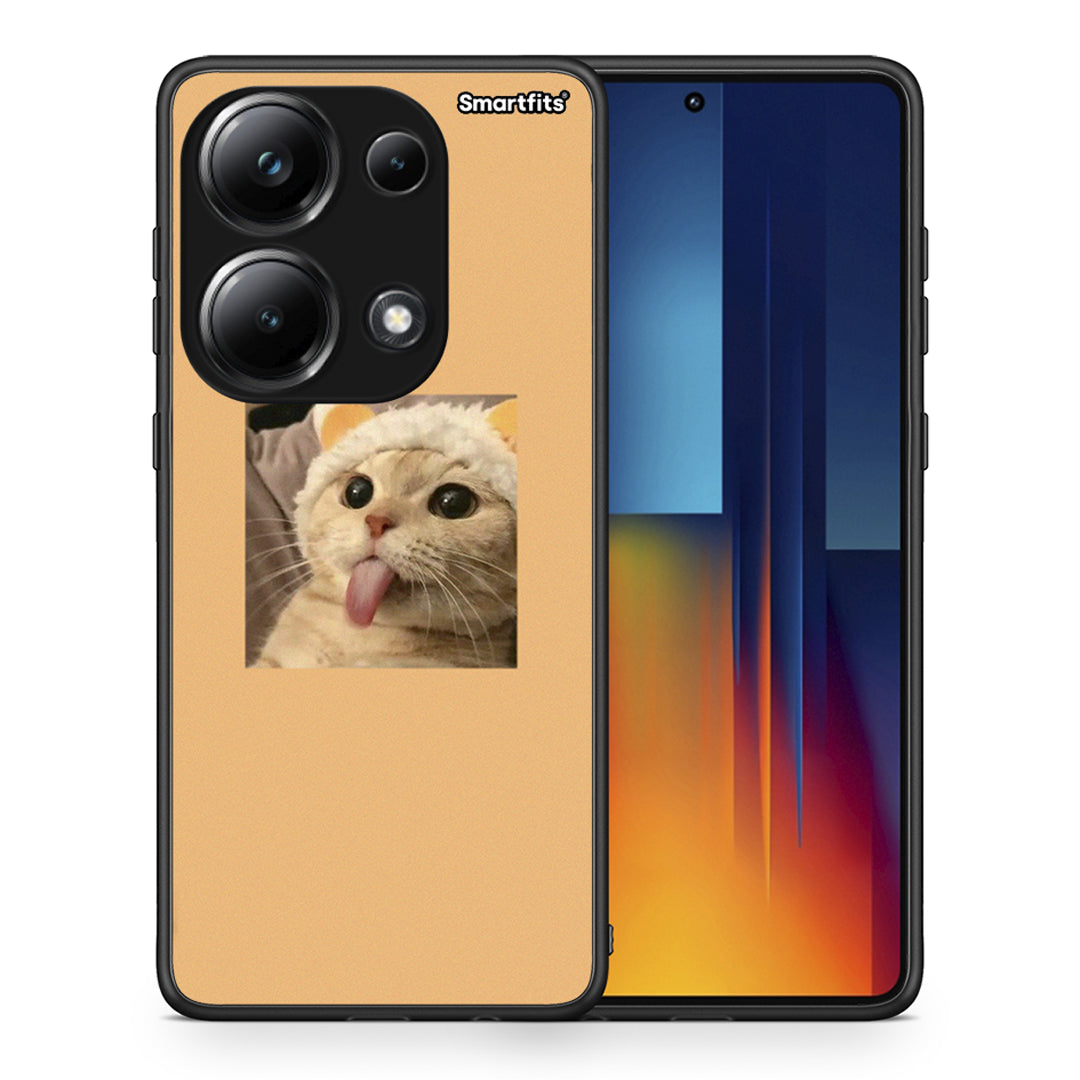Θήκη Xiaomi Redmi Note 13 Pro 4G Cat Tongue από τη Smartfits με σχέδιο στο πίσω μέρος και μαύρο περίβλημα | Xiaomi Redmi Note 13 Pro 4G Cat Tongue case with colorful back and black bezels