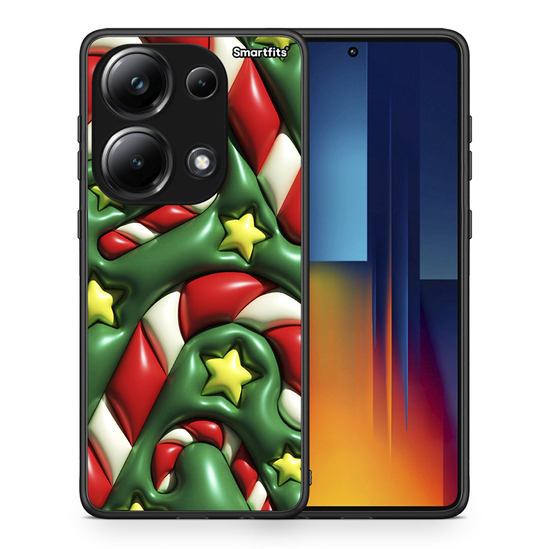 Θήκη Xiaomi Poco M6 Pro Christmas Bubbles από τη Smartfits με σχέδιο στο πίσω μέρος και μαύρο περίβλημα | Xiaomi Poco M6 Pro Christmas Bubbles case with colorful back and black bezels