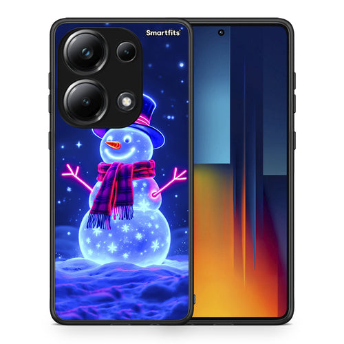 Θήκη Xiaomi Redmi Note 13 Pro 4G Christmas Neon Snowman από τη Smartfits με σχέδιο στο πίσω μέρος και μαύρο περίβλημα | Xiaomi Redmi Note 13 Pro 4G Christmas Neon Snowman case with colorful back and black bezels