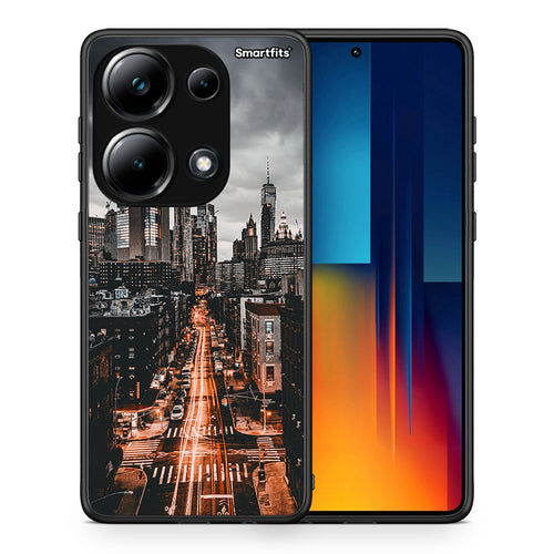 Θήκη Xiaomi Redmi Note 13 Pro 4G City Lights από τη Smartfits με σχέδιο στο πίσω μέρος και μαύρο περίβλημα | Xiaomi Redmi Note 13 Pro 4G City Lights case with colorful back and black bezels