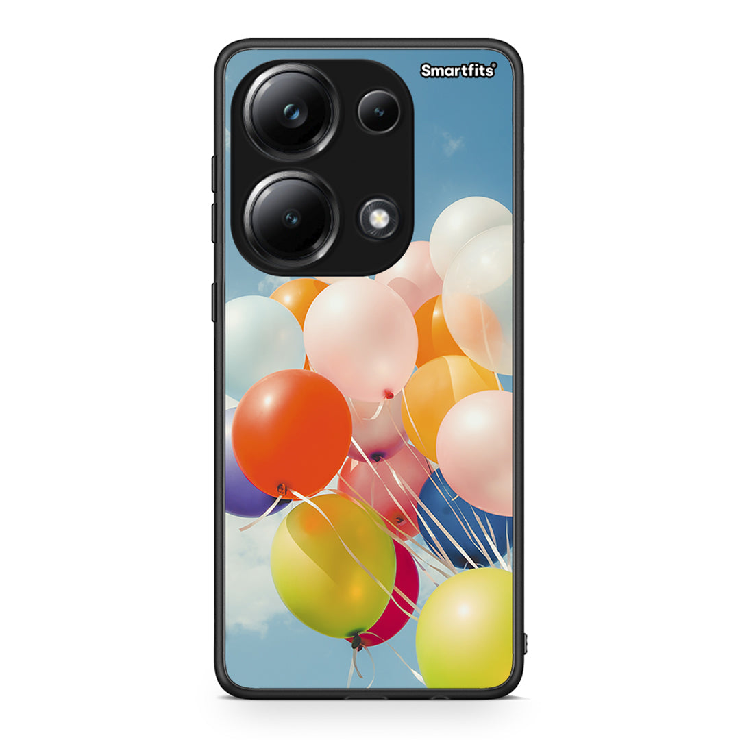 Xiaomi Poco M6 Pro Colorful Balloons θήκη από τη Smartfits με σχέδιο στο πίσω μέρος και μαύρο περίβλημα | Smartphone case with colorful back and black bezels by Smartfits