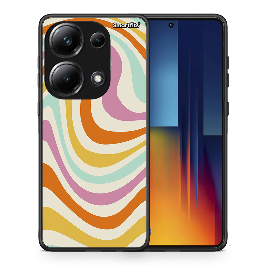 Θήκη Xiaomi Poco M6 Pro Colourful Waves από τη Smartfits με σχέδιο στο πίσω μέρος και μαύρο περίβλημα | Xiaomi Poco M6 Pro Colourful Waves case with colorful back and black bezels