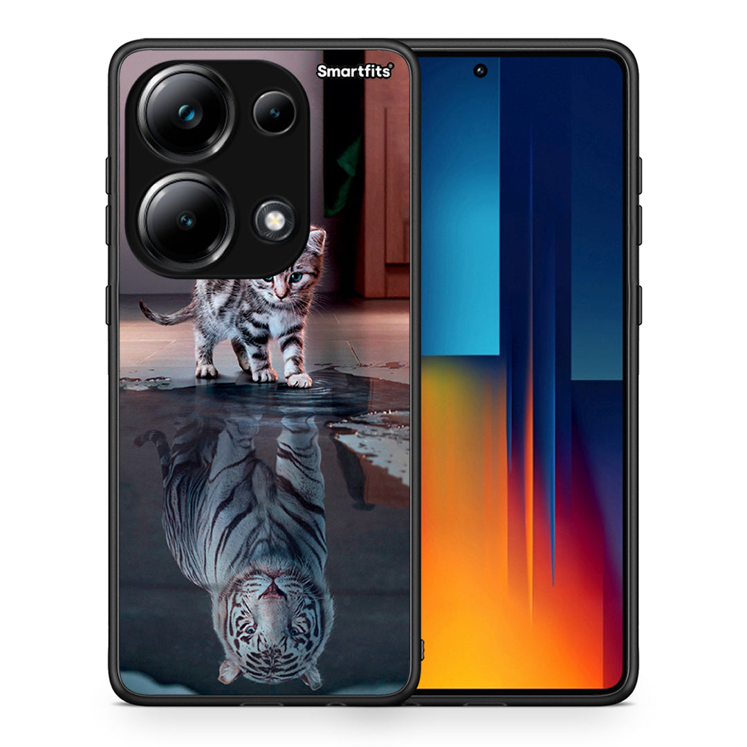 Θήκη Xiaomi Redmi Note 13 Pro 4G Tiger Cute από τη Smartfits με σχέδιο στο πίσω μέρος και μαύρο περίβλημα | Xiaomi Redmi Note 13 Pro 4G Tiger Cute case with colorful back and black bezels