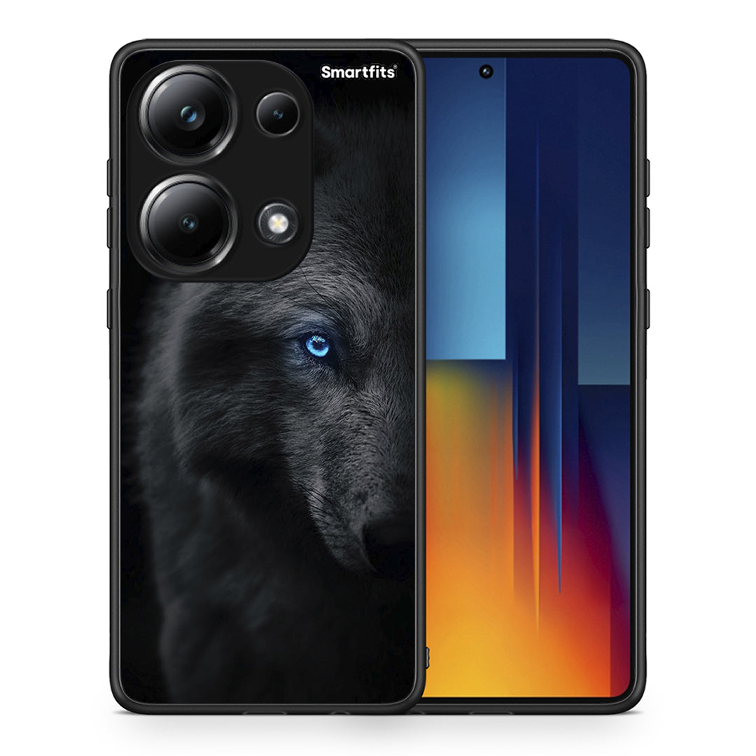 Θήκη Xiaomi Redmi Note 13 Pro 4G Dark Wolf από τη Smartfits με σχέδιο στο πίσω μέρος και μαύρο περίβλημα | Xiaomi Redmi Note 13 Pro 4G Dark Wolf case with colorful back and black bezels