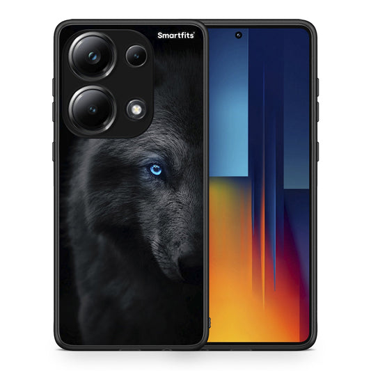 Θήκη Xiaomi Redmi Note 13 Pro 4G Dark Wolf από τη Smartfits με σχέδιο στο πίσω μέρος και μαύρο περίβλημα | Xiaomi Redmi Note 13 Pro 4G Dark Wolf case with colorful back and black bezels