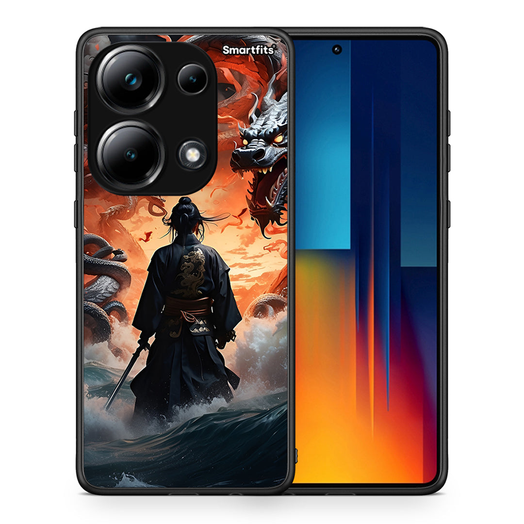 Θήκη Xiaomi Redmi Note 13 Pro 4G Dragons Fight από τη Smartfits με σχέδιο στο πίσω μέρος και μαύρο περίβλημα | Xiaomi Redmi Note 13 Pro 4G Dragons Fight case with colorful back and black bezels