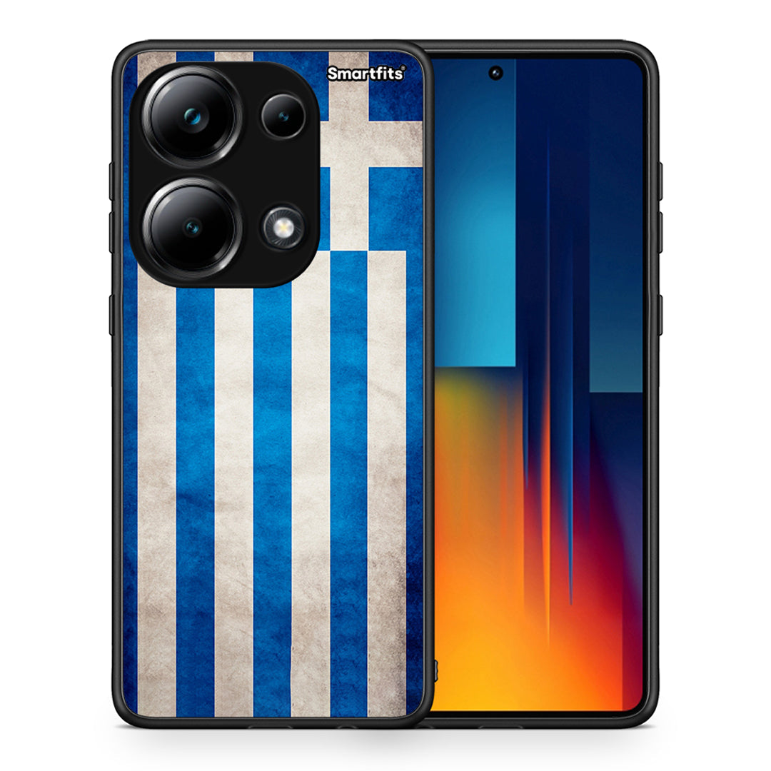 Θήκη Xiaomi Redmi Note 13 Pro 4G Greek Flag από τη Smartfits με σχέδιο στο πίσω μέρος και μαύρο περίβλημα | Xiaomi Redmi Note 13 Pro 4G Greek Flag case with colorful back and black bezels