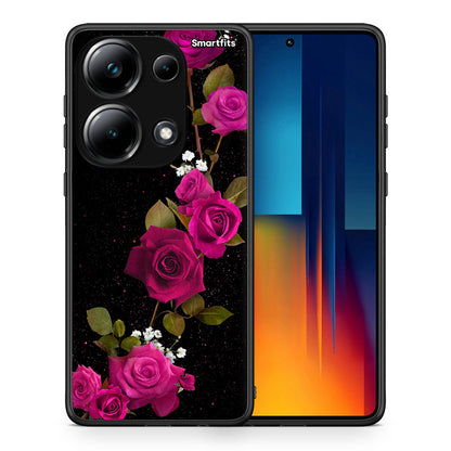 Θήκη Xiaomi Poco M6 Pro Red Roses Flower από τη Smartfits με σχέδιο στο πίσω μέρος και μαύρο περίβλημα | Xiaomi Poco M6 Pro Red Roses Flower case with colorful back and black bezels