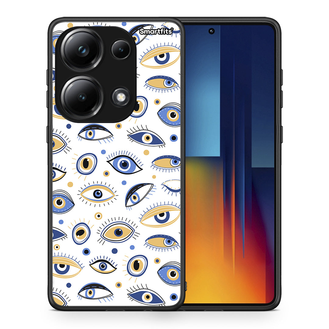 Θήκη Xiaomi Redmi Note 13 Pro 4G Ftou Ftou από τη Smartfits με σχέδιο στο πίσω μέρος και μαύρο περίβλημα | Xiaomi Redmi Note 13 Pro 4G Ftou Ftou case with colorful back and black bezels