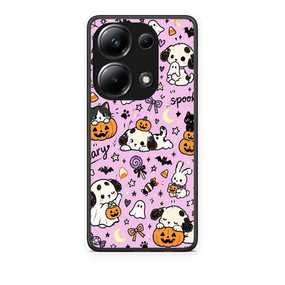 Θήκη Xiaomi Poco M6 Pro Halloween Puppies and Friends on Lilac από τη Smartfits με σχέδιο στο πίσω μέρος και μαύρο περίβλημα | Xiaomi Poco M6 Pro Halloween Puppies and Friends on Lilac case with colorful back and black bezels