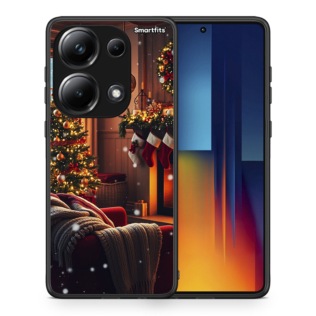 Θήκη Xiaomi Poco M6 Pro Home For Christmas από τη Smartfits με σχέδιο στο πίσω μέρος και μαύρο περίβλημα | Xiaomi Poco M6 Pro Home For Christmas case with colorful back and black bezels