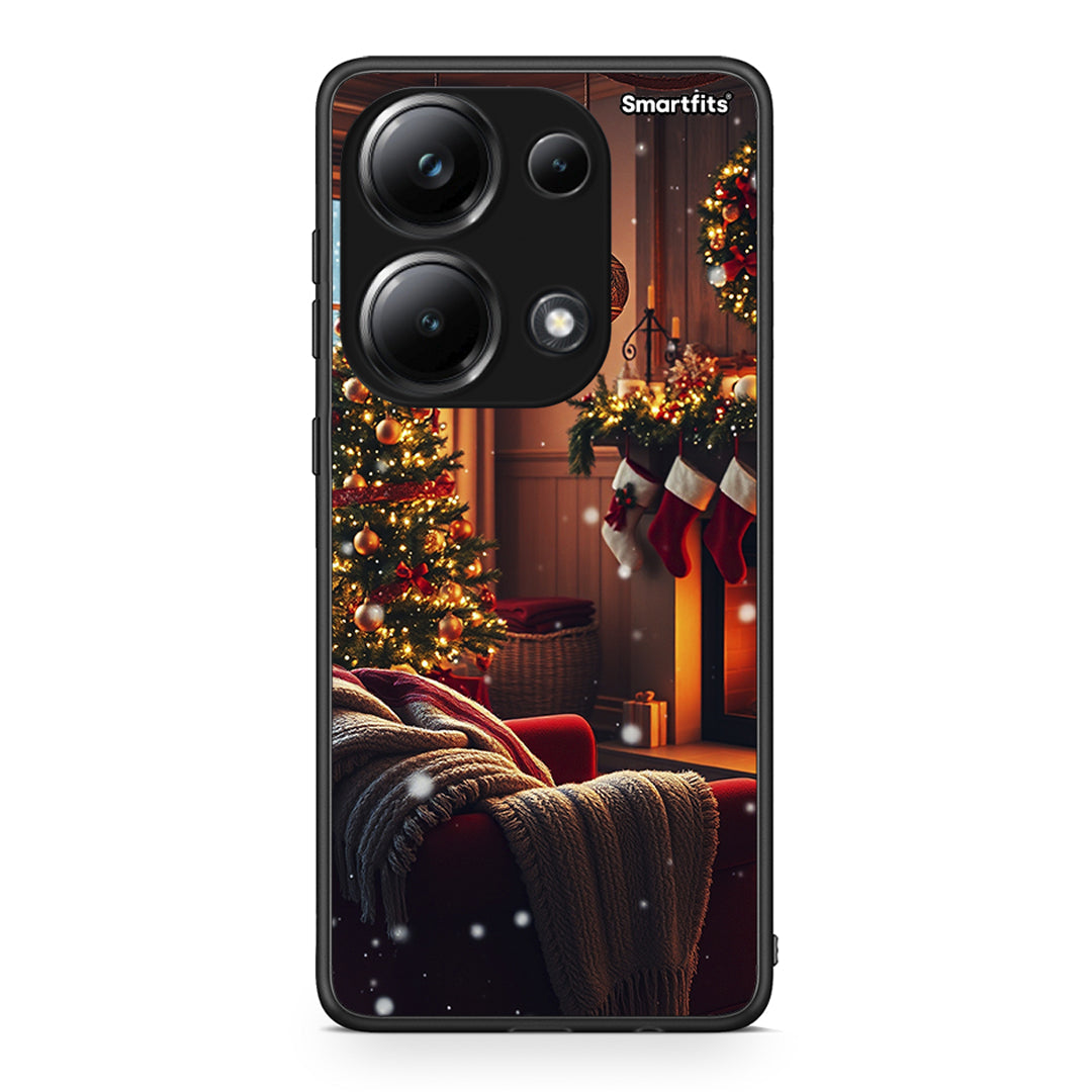 Xiaomi Poco M6 Pro Home For Christmas θήκη από τη Smartfits με σχέδιο στο πίσω μέρος και μαύρο περίβλημα | Smartphone case with colorful back and black bezels by Smartfits