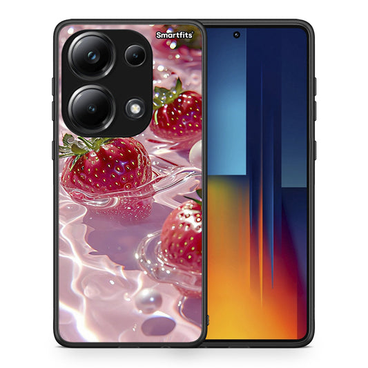 Θήκη Xiaomi Redmi Note 13 Pro 4G Juicy Strawberries από τη Smartfits με σχέδιο στο πίσω μέρος και μαύρο περίβλημα | Xiaomi Redmi Note 13 Pro 4G Juicy Strawberries case with colorful back and black bezels
