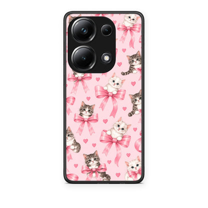 Θήκη Xiaomi Poco M6 Pro Kittens and Pink Bows on Pink από τη Smartfits με σχέδιο στο πίσω μέρος και μαύρο περίβλημα | Xiaomi Poco M6 Pro Kittens and Pink Bows on Pink case with colorful back and black bezels