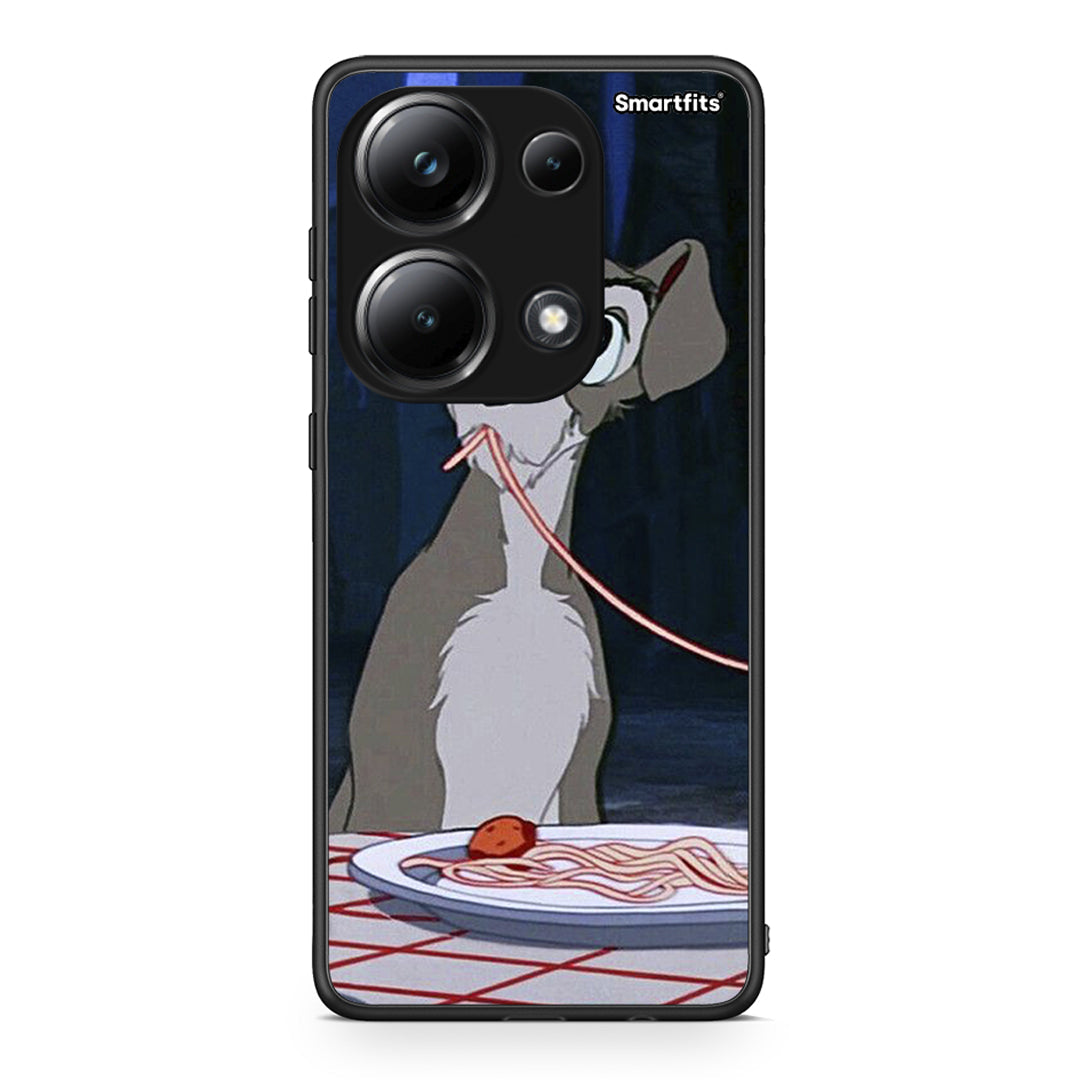 Xiaomi Poco M6 Pro Lady And Tramp 1 Θήκη Αγίου Βαλεντίνου από τη Smartfits με σχέδιο στο πίσω μέρος και μαύρο περίβλημα | Smartphone case with colorful back and black bezels by Smartfits