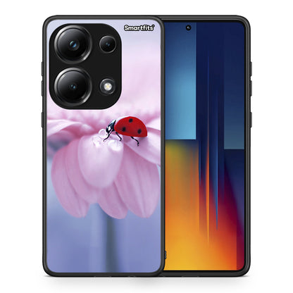Θήκη Xiaomi Redmi Note 13 Pro 4G Ladybug Flower από τη Smartfits με σχέδιο στο πίσω μέρος και μαύρο περίβλημα | Xiaomi Redmi Note 13 Pro 4G Ladybug Flower case with colorful back and black bezels
