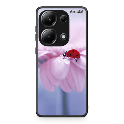 Xiaomi Poco M6 Pro Ladybug Flower θήκη από τη Smartfits με σχέδιο στο πίσω μέρος και μαύρο περίβλημα | Smartphone case with colorful back and black bezels by Smartfits