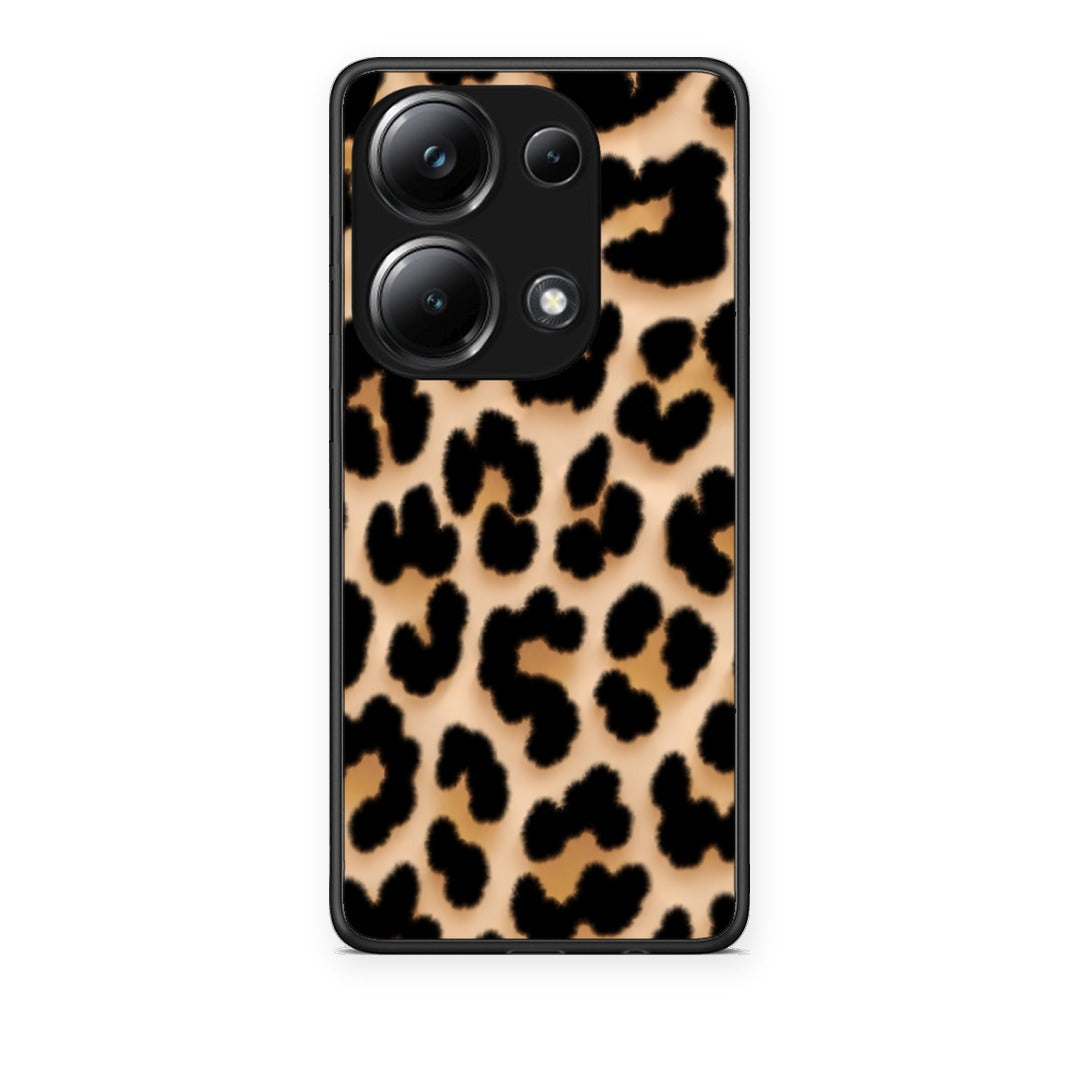 Θήκη Xiaomi Poco M6 Pro Leopard Print Tan Large από τη Smartfits με σχέδιο στο πίσω μέρος και μαύρο περίβλημα | Xiaomi Poco M6 Pro Leopard Print Tan Large case with colorful back and black bezels