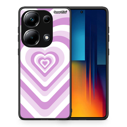 Θήκη Xiaomi Redmi Note 13 Pro 4G Lilac Hearts από τη Smartfits με σχέδιο στο πίσω μέρος και μαύρο περίβλημα | Xiaomi Redmi Note 13 Pro 4G Lilac Hearts case with colorful back and black bezels