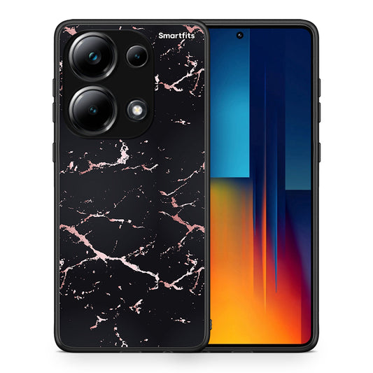 Θήκη Xiaomi Redmi Note 13 Pro 4G Black Rosegold Marble από τη Smartfits με σχέδιο στο πίσω μέρος και μαύρο περίβλημα | Xiaomi Redmi Note 13 Pro 4G Black Rosegold Marble case with colorful back and black bezels